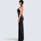 Tahlia Black Rhinestone Maxi Dress