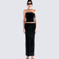 Ayla Black Velvet Maxi Skirt model front
