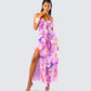 Kenya Pink Floral Ruffle Maxi Dress