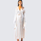 Cressida Ivory Satin Maxi Robe model front