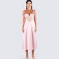 Saba Pink Satin Lace Midi Dress model front