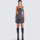 Samus Grey Pinstripe Mini Dress model front