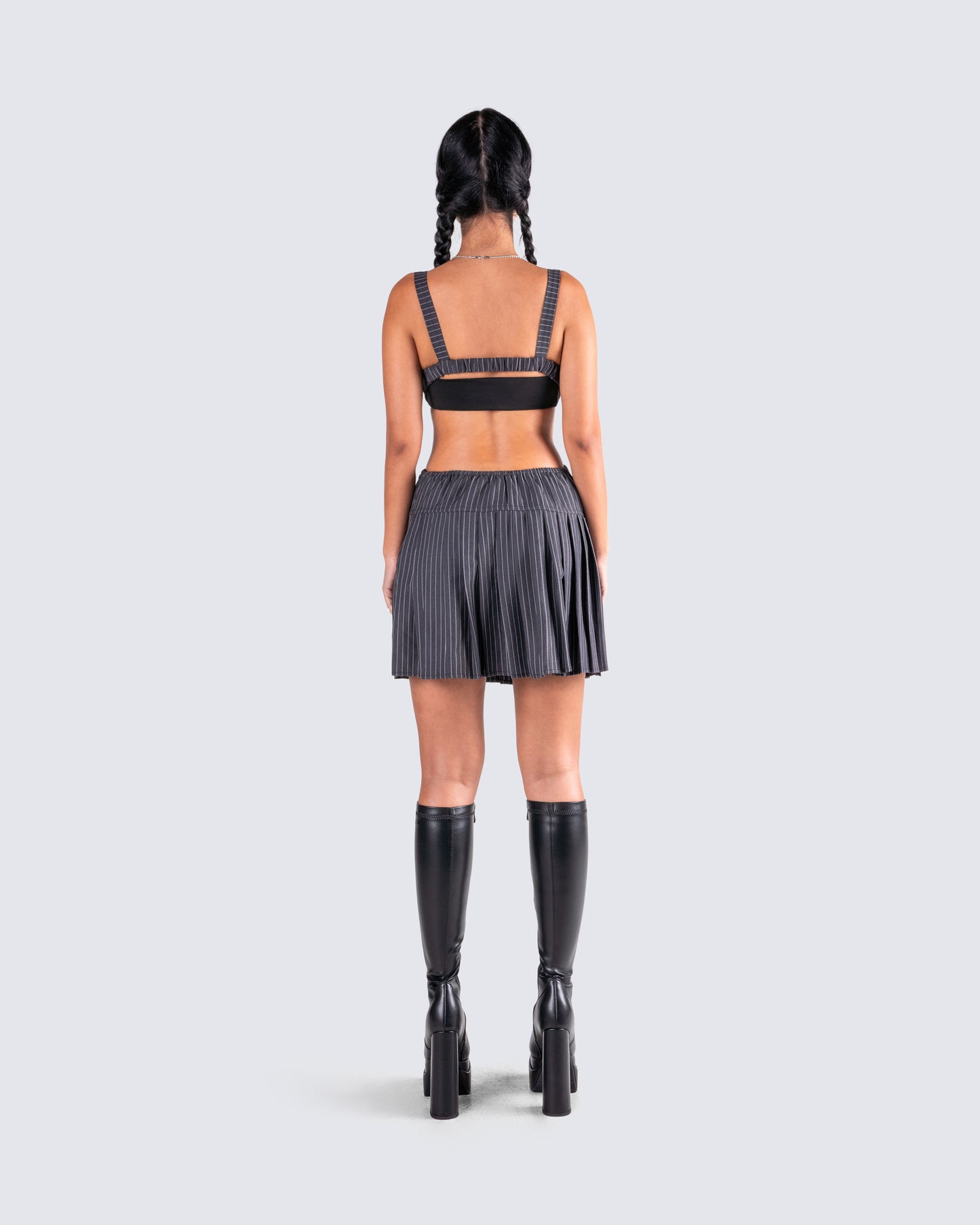 Samus Grey Pinstripe Mini Dress