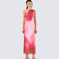 Aldina Red Print Mesh Maxi Dress model front