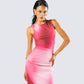Aldina Red Print Mesh Maxi Dress