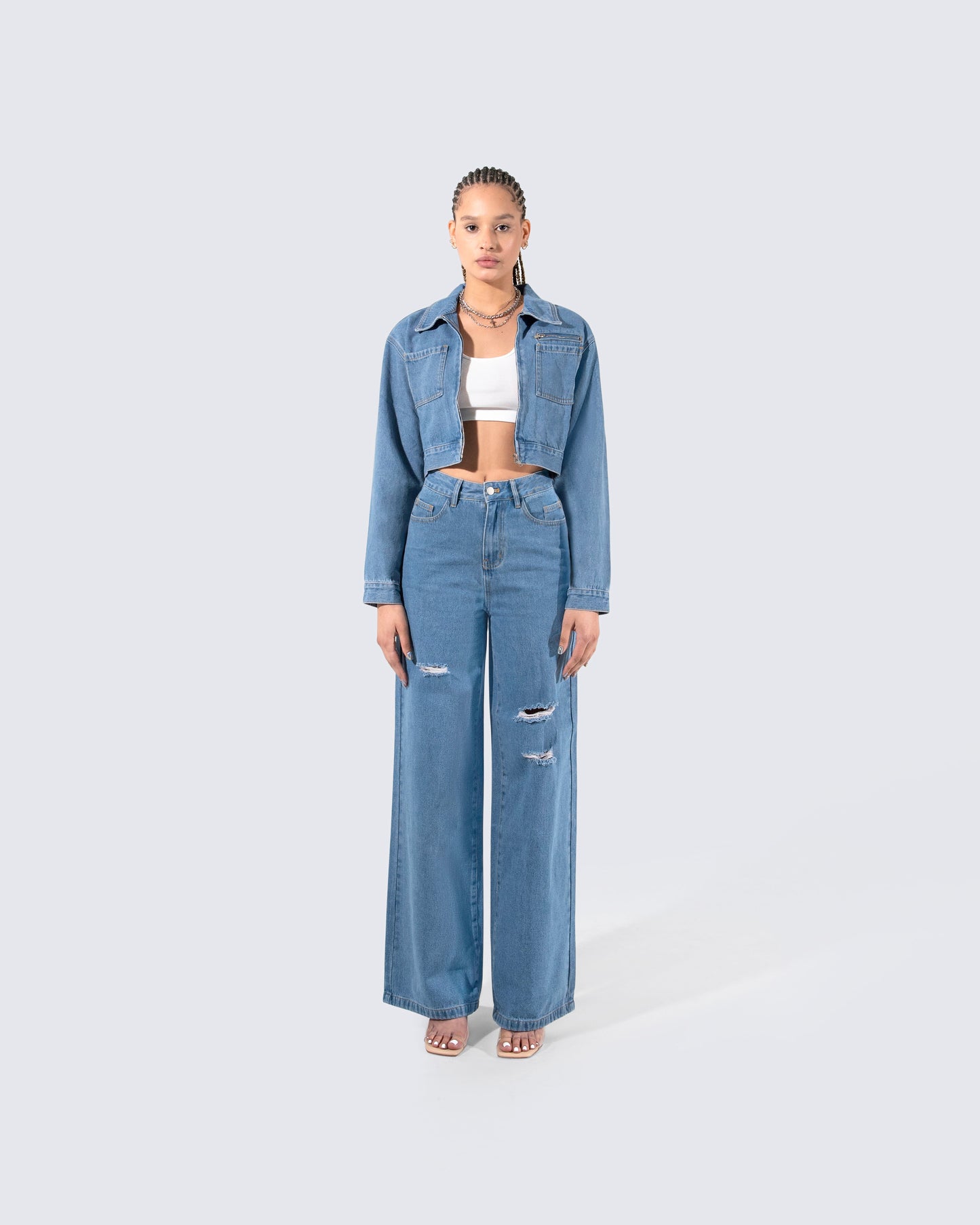 Amelia Denim Set model front