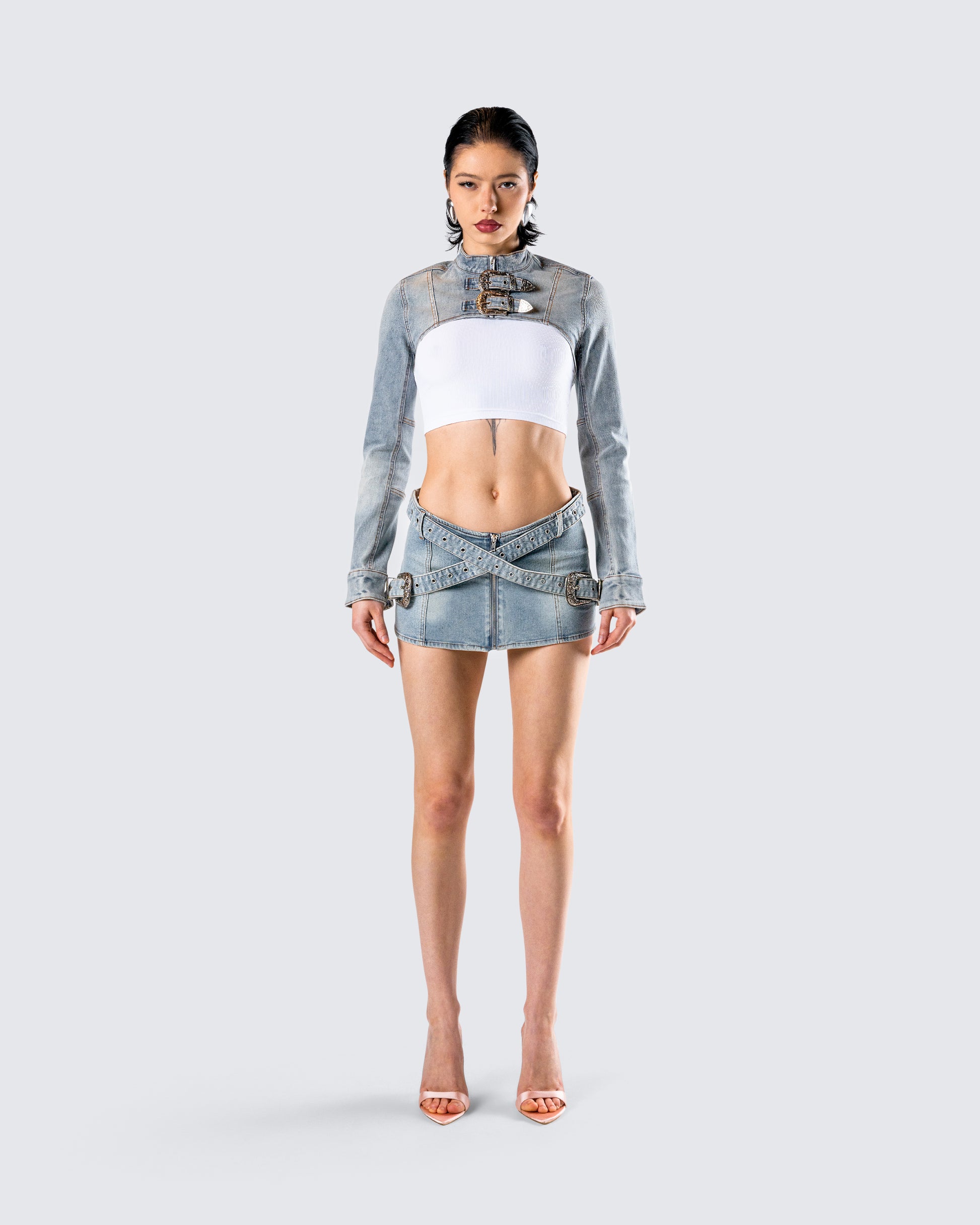 Eirene Denim Set model front