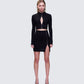 Eithne Black Rib Eyelet Front Mini Dress model front
