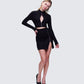 Eithne Black Rib Eyelet Front Mini Dress