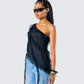 Ekaterina Black Mesh Ruffle Top