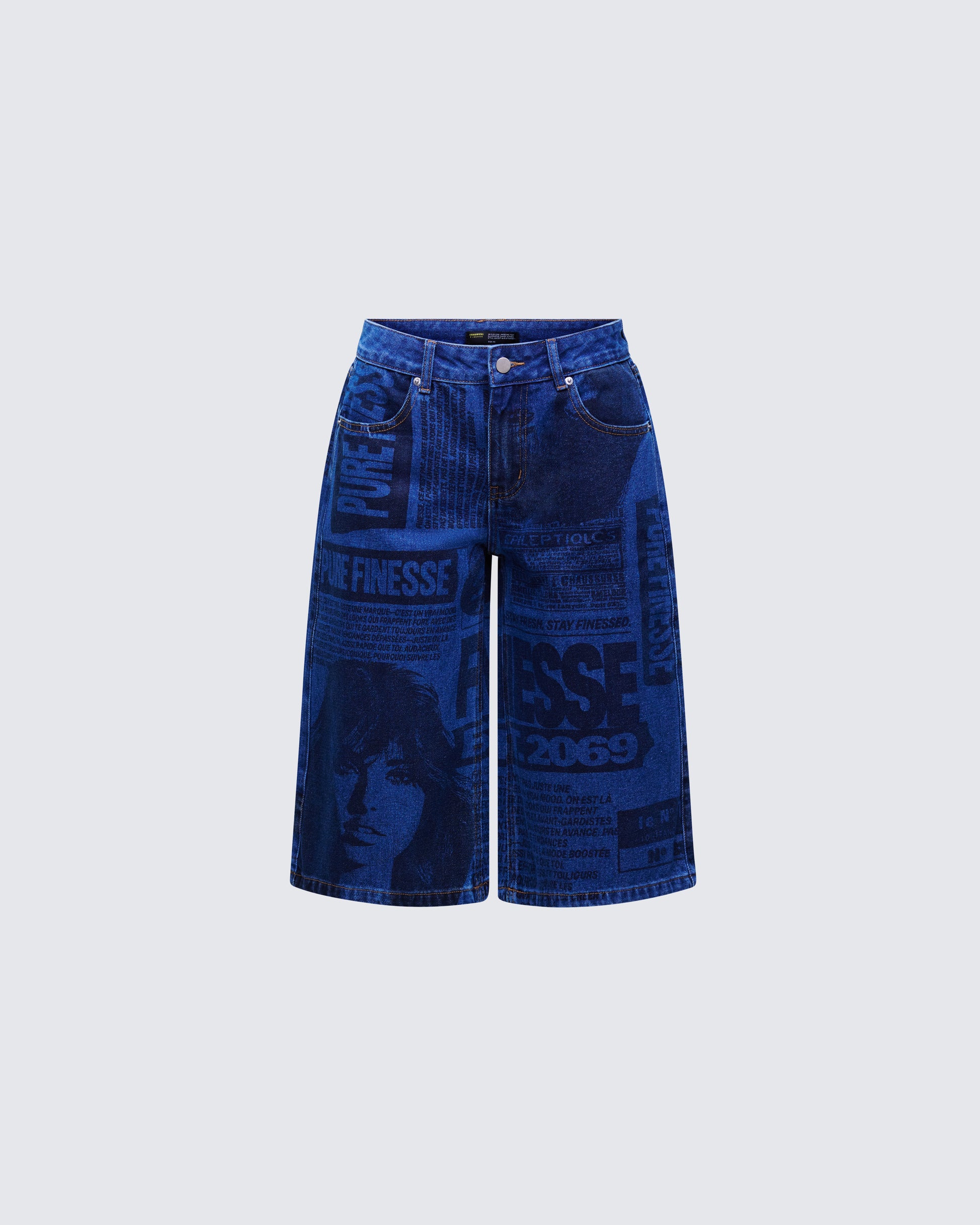 Electra Blue Denim Printed Jorts product front