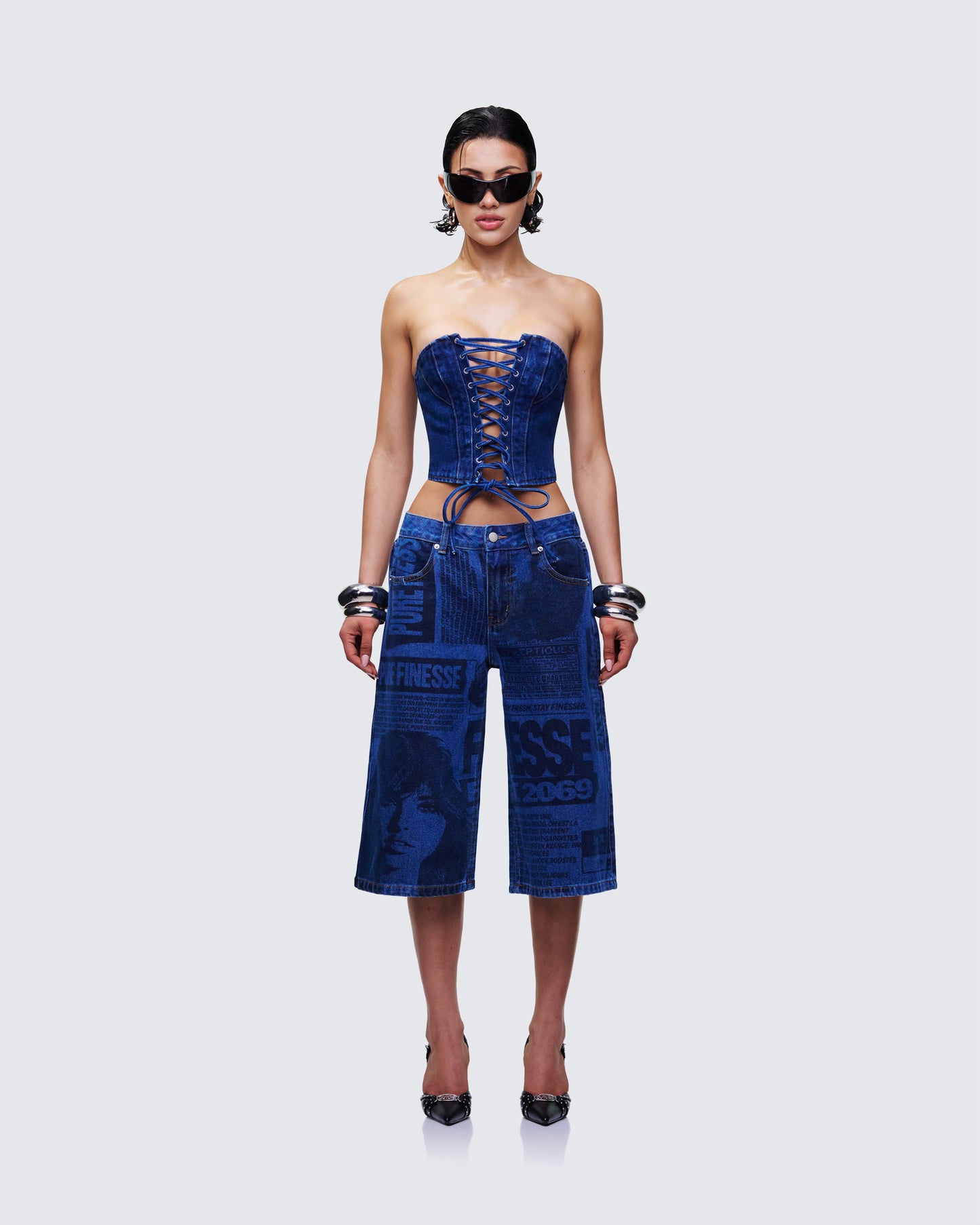 Electra Denim Set model front