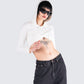 Eleni White Knit Hood Crop Top