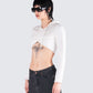 Eleni White Knit Hood Crop Top