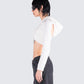 Eleni White Knit Hood Crop Top