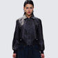 Eleri Black Vegan Leather Studded Jacket model front
