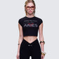 Elowen Black Aries Graphic Top model front