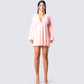 Elvia Pink Pleated Flower Dress model front
