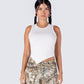 Ema White Jersey Tank Top model front