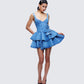 Emelina Blue Denim Flower Frill Mini Dress