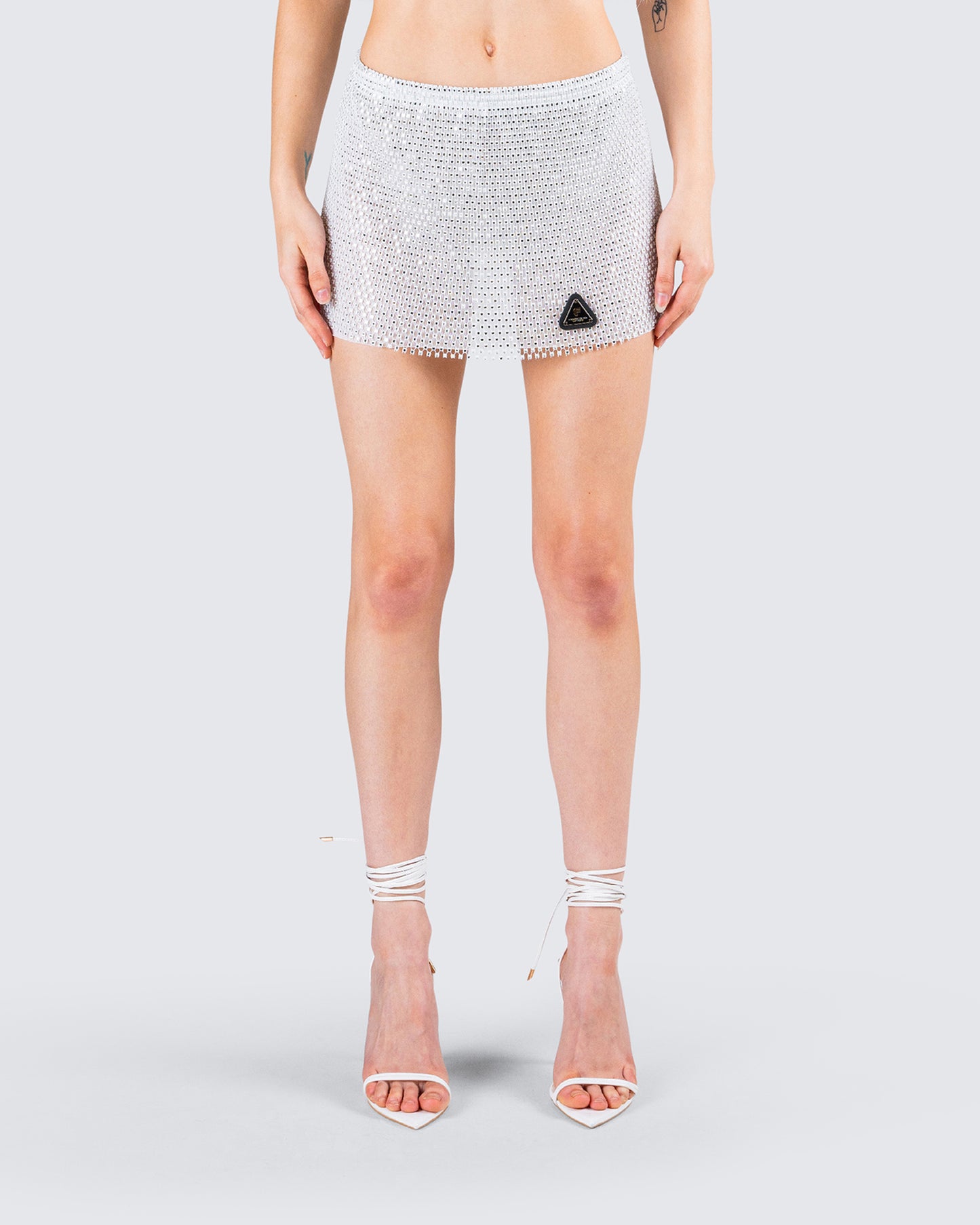 Emery Silver Net Mini Skirt product front