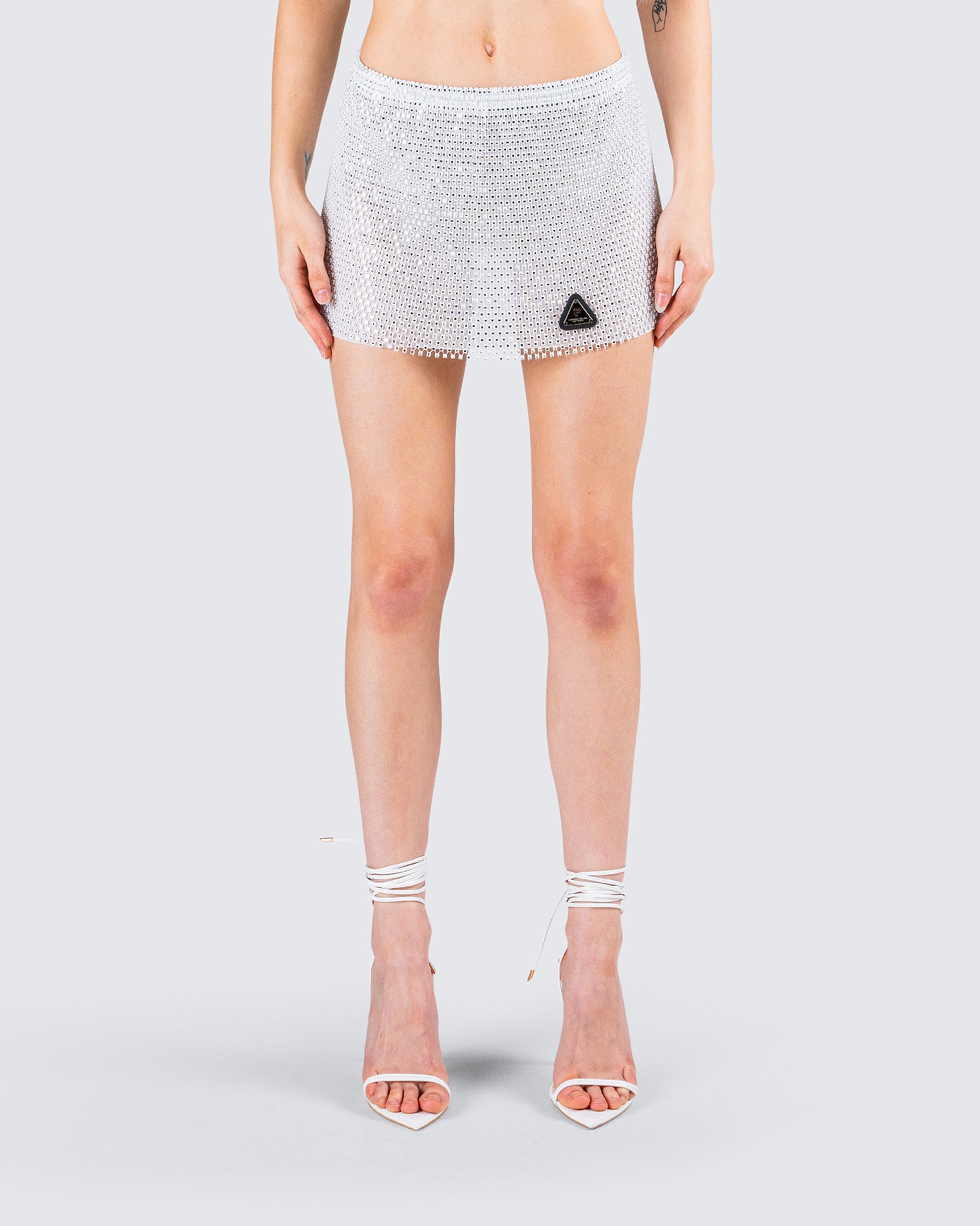 Emery Silver Net Mini Skirt product front