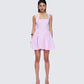 Emi Pink Bow Mini Dress model front