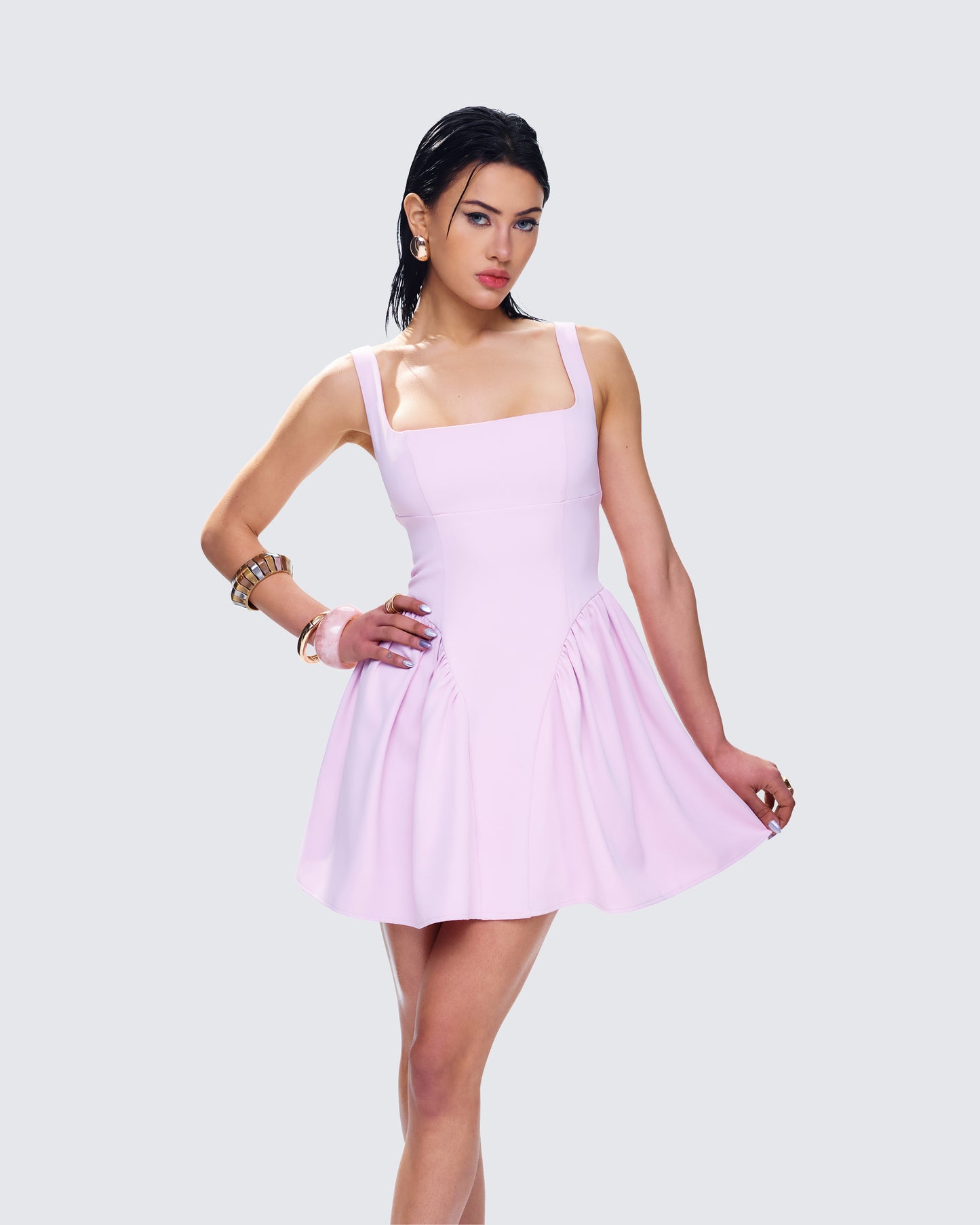 Emi Pink Bow Mini Dress