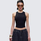 Enid Black Scoop Hem Tank Top model front