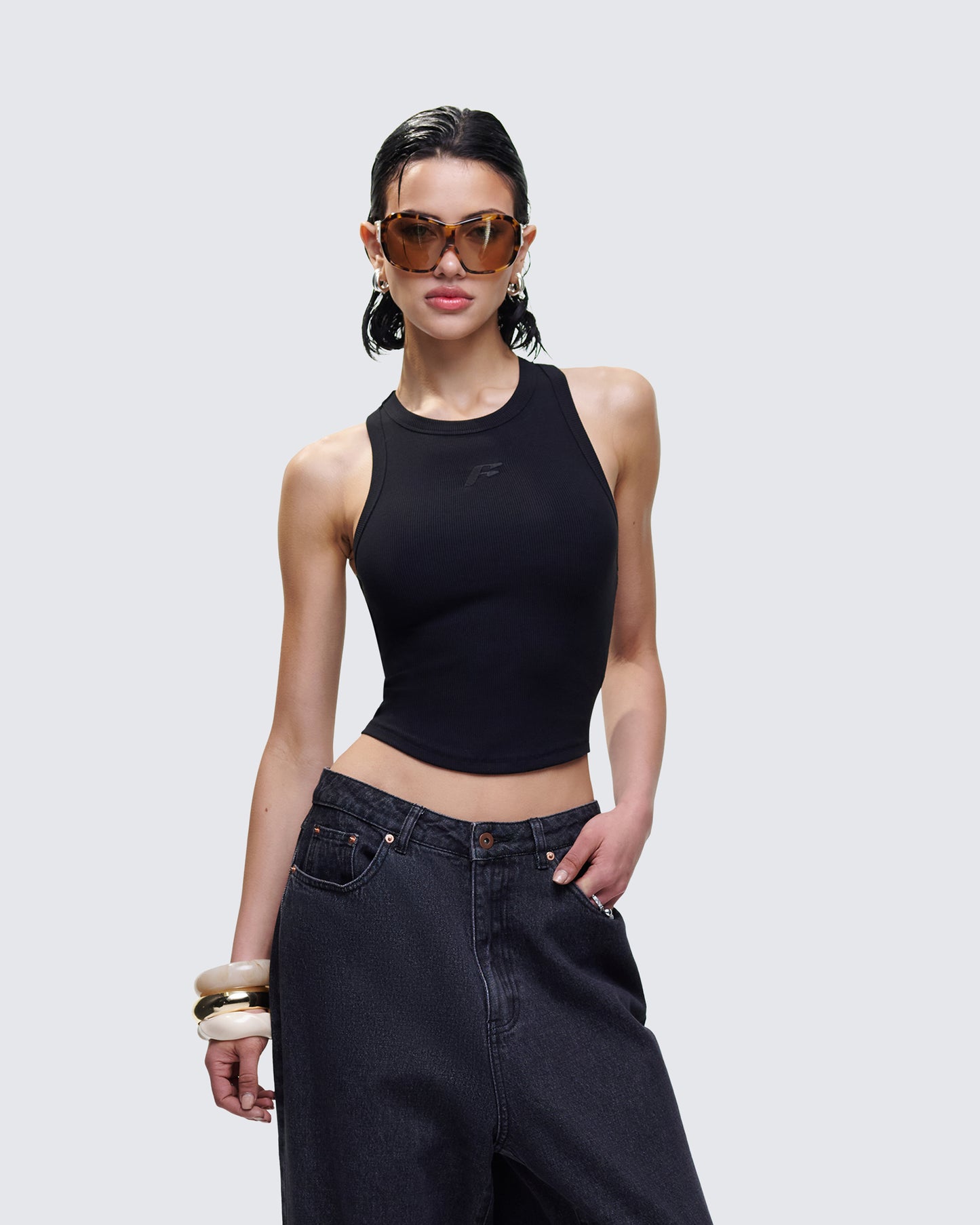 Enid Black Scoop Hem Tank Top