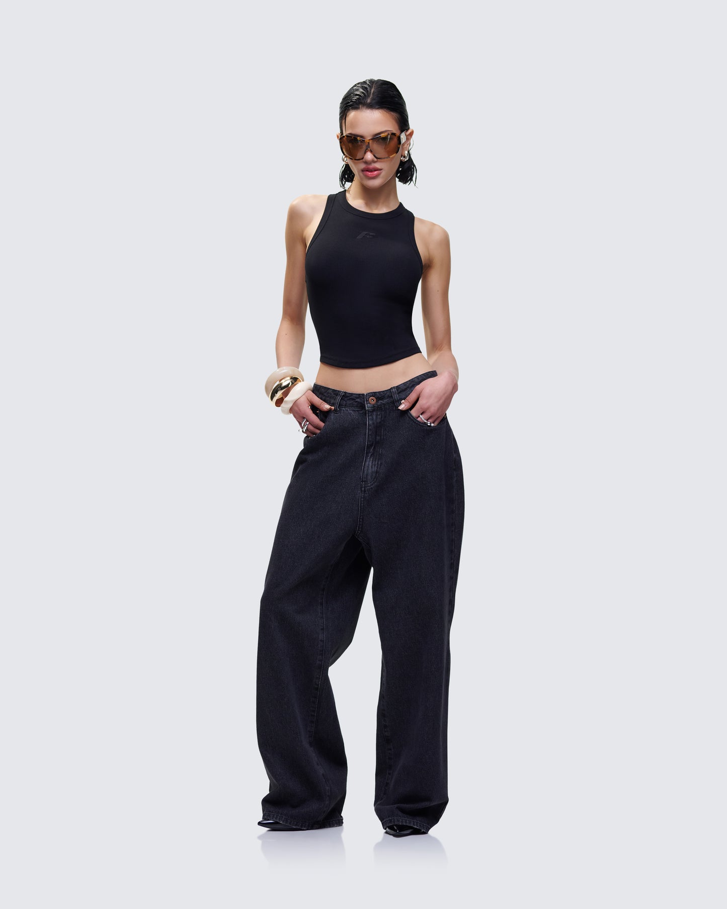 Enid Black Scoop Hem Tank Top