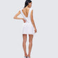 Enzo White Chiffon Mini Dress