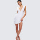Enzo White Chiffon Mini Dress