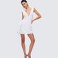 Enzo White Chiffon Mini Dress
