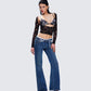 Maeva Blue Denim Lace Trim Jean