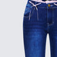Estefania Blue Denim Lace and Bow Capri Pant
