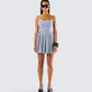 Eudora Grey Pleated Mini Dress model front
