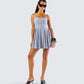 Eudora Grey Pleated Mini Dress