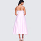 Eulla Pink Satin Midi Dress