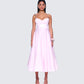Eulla Pink Satin Midi Dress model front