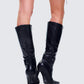 Eunji Black Vegan Leather Boot