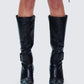 Eunji Black Vegan Leather Boot model front