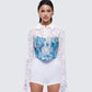 Isha Blue Striped Micro Mini Bubble Skirt model front