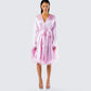Evalie Pink Feather Trim Robe model front