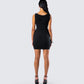Evianna Black Rosette Mini Dress
