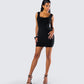 Evianna Black Rosette Mini Dress