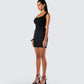 Evianna Black Rosette Mini Dress