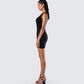 Evianna Black Rosette Mini Dress