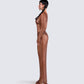 Ewa Brown Rhinestone Maxi Dress