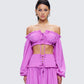 Fabiana Lilac Off Shoulder Crop Top model front